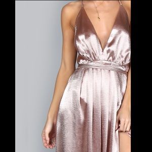 Satin High Slit Maxi Wrap Dress